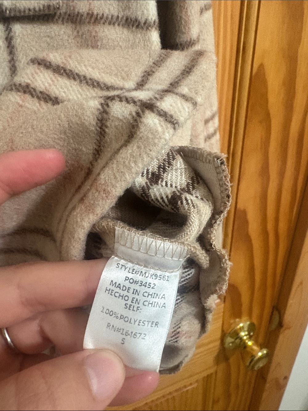 Nordstrom Size Small Brown and Pink Plaid Flannel Shacket Jacket - Picture 5 of 6